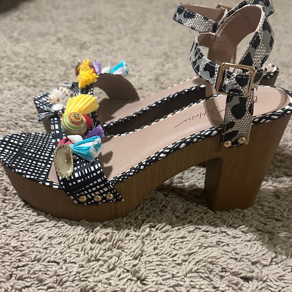 Betsey Johnson Black and Multicolor Sandals - Picture 2 of 4